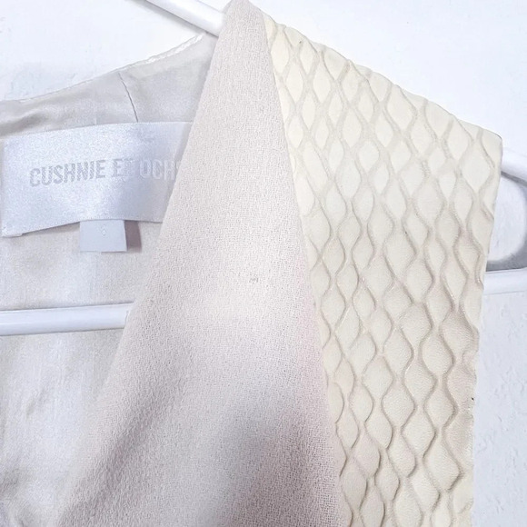 Cushnie Et Ochs‎ Fishnet Leather & Wool Crepe Paneled Dress Ivory Size 6 - Picture 8 of 10